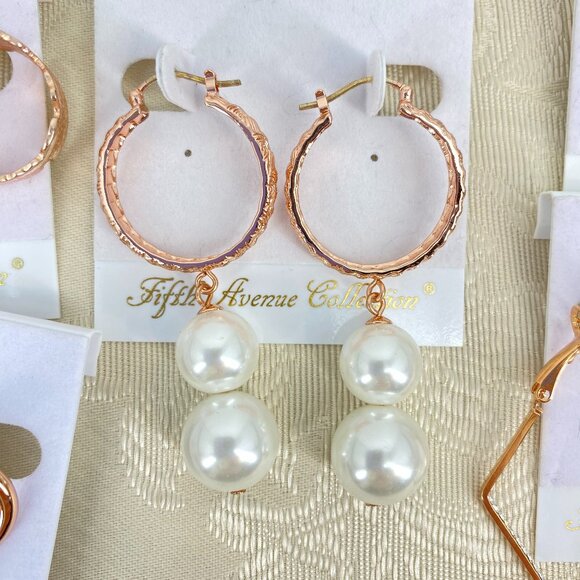 FAC 8 Pair Rose Gold Tone Rhodium Plated Earrings NWT - Picture 4 of 13